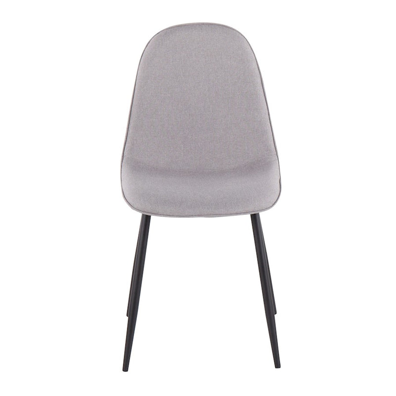 LumiSource Pebble Chair Set of 2 | Contemporary Black Steel and Light Grey Fabric | Living Room & Dining Room Guest Seating | Model CH-PEBBLEBKLGY2