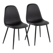 LumiSource Pebble Chair, Set of 2 in Black Steel/Black PU - CH-PEBBLEBKPUBK2
