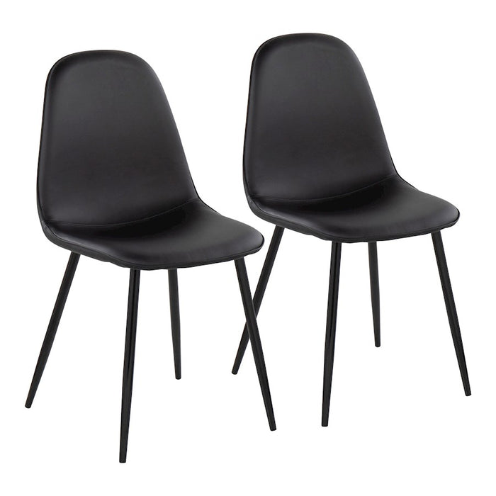 LumiSource Pebble Chair, Set of 2 in Black Steel/Black PU - CH-PEBBLEBKPUBK2