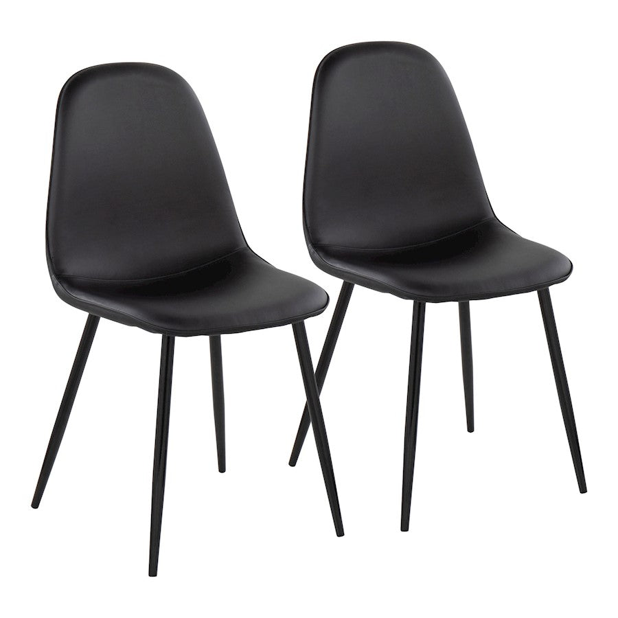 LumiSource Pebble Chair, Set of 2 in Black Steel/Black PU - CH-PEBBLEBKPUBK2