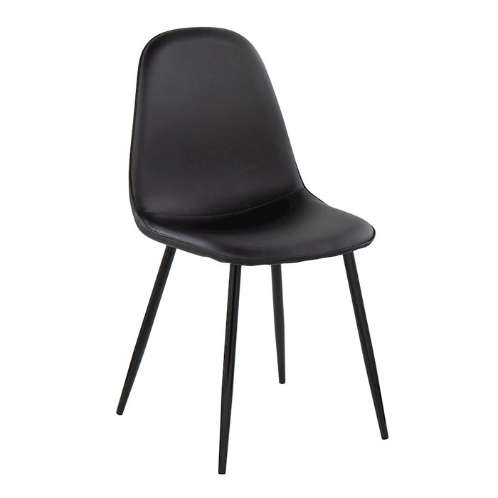 LumiSource Pebble Chair, Set of 2 in Black Steel/Black PU