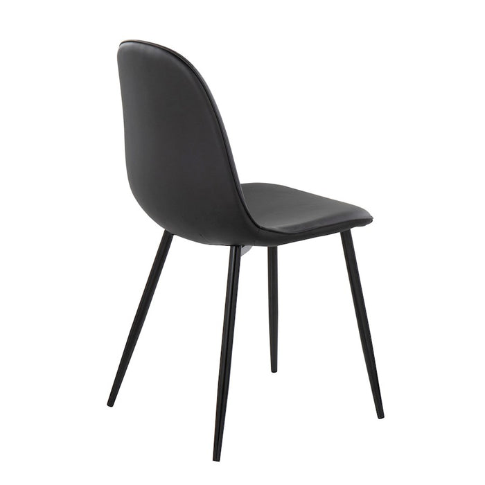 LumiSource Pebble Chair, Set of 2 in Black Steel/Black PU