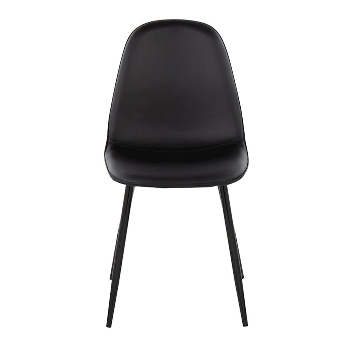 LumiSource Pebble Chair, Set of 2 in Black Steel/Black PU