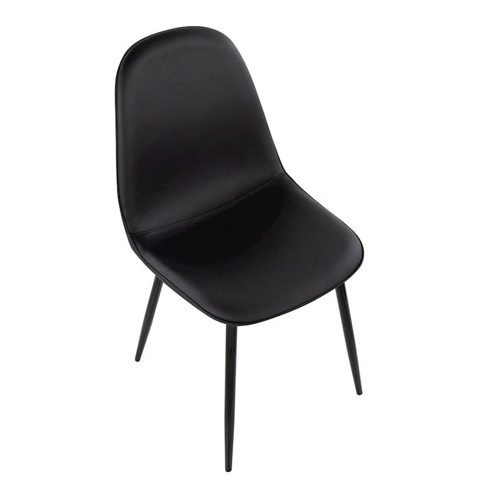 LumiSource Pebble Chair, Set of 2 in Black Steel/Black PU
