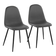 LumiSource Pebble Chair, Set of 2 in Black Steel/Grey PU - CH-PEBBLEBKPUGY2