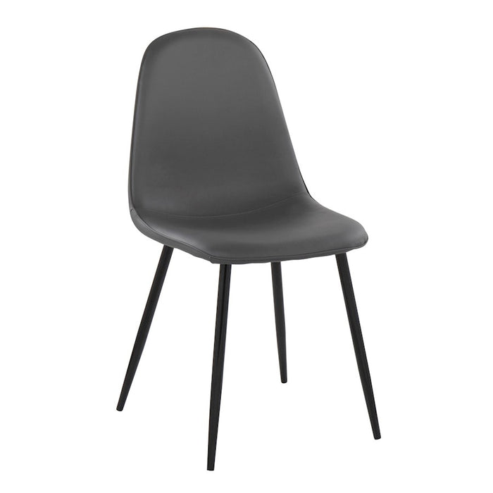 LumiSource Pebble Chair, Set of 2 in Black Steel/Grey PU