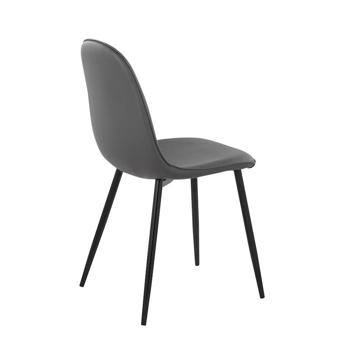 LumiSource Pebble Chair, Set of 2 in Black Steel/Grey PU