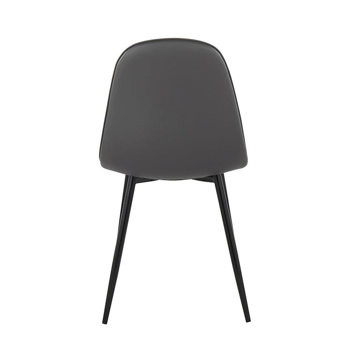 LumiSource Pebble Chair, Set of 2 in Black Steel/Grey PU