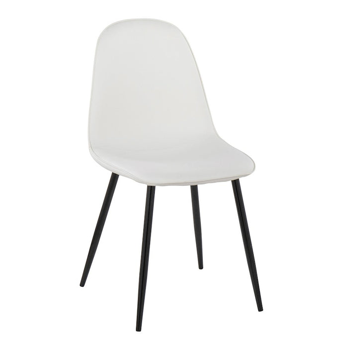 LumiSource Pebble Chair, Set of 2 in Black Steel/White PU