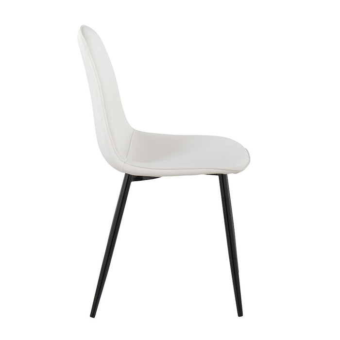 LumiSource Pebble Chair, Set of 2 in Black Steel/White PU