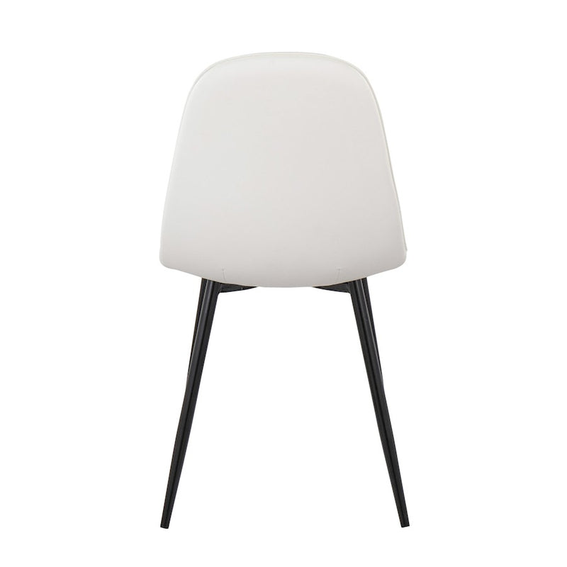 LumiSource Pebble Chair, Set of 2 in Black Steel/White PU
