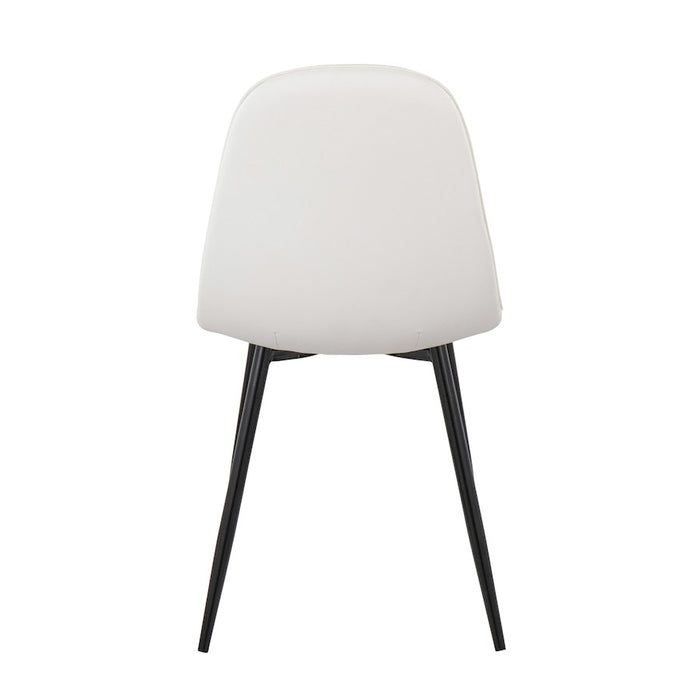 LumiSource Pebble Chair, Set of 2 in Black Steel/White PU