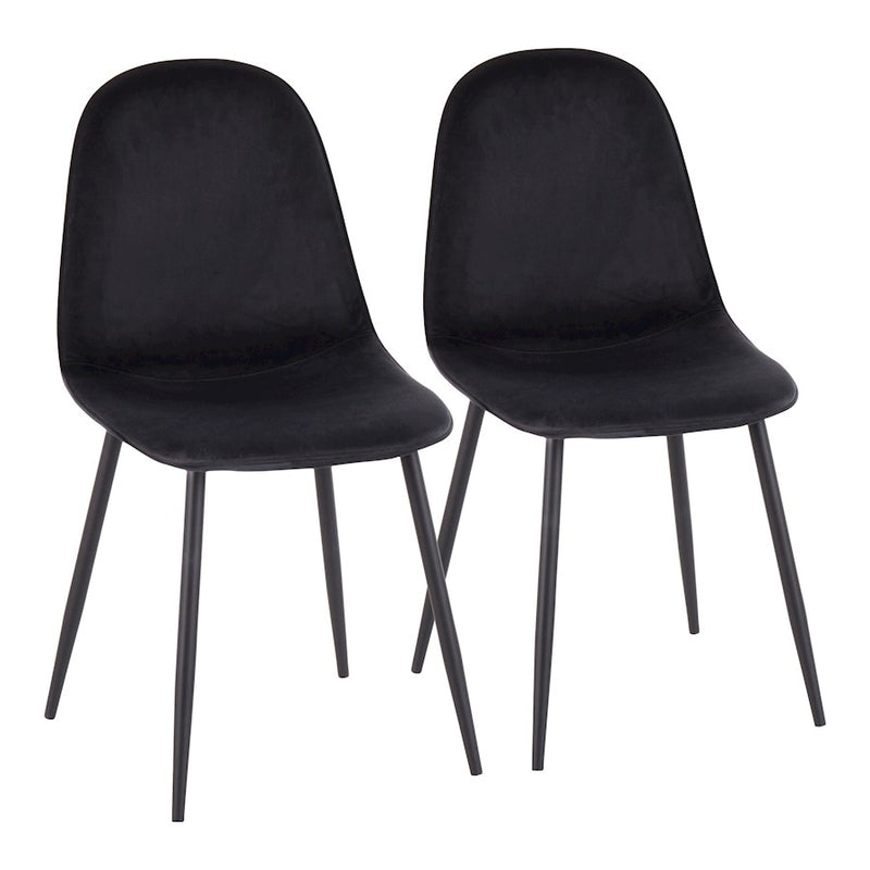 LumiSource Pebble Chair, Set of 2 in Black Steel/Black Velvet - CH-PEBBLEBKVBK2