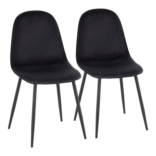 LumiSource Pebble Chair, Set of 2 in Black Steel/Black Velvet - CH-PEBBLEBKVBK2