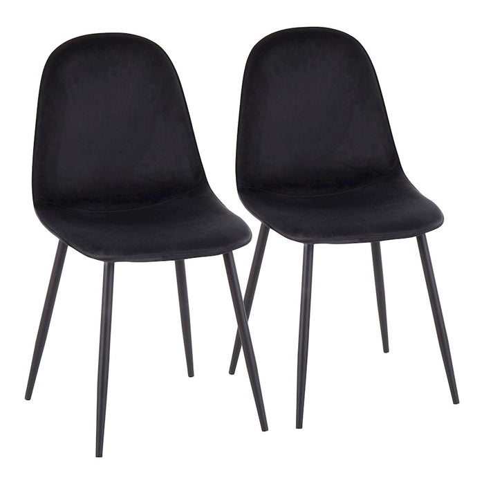 LumiSource Pebble Chair, Set of 2 in Black Steel/Black Velvet - CH-PEBBLEBKVBK2