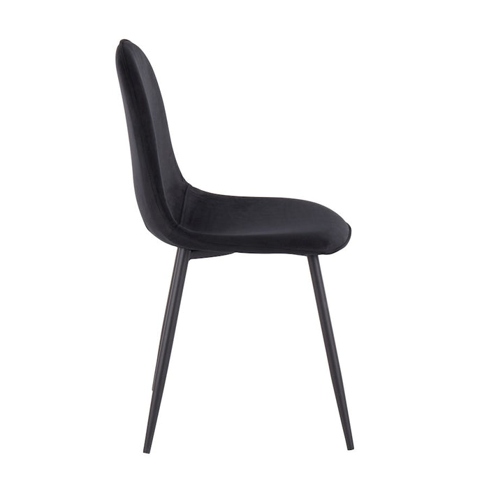 LumiSource Pebble Chair, Set of 2 in Black Steel/Black Velvet