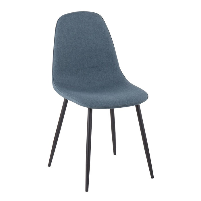 LumiSource Pebble Chair, Set of 2 in Black Steel/Blue Velvet