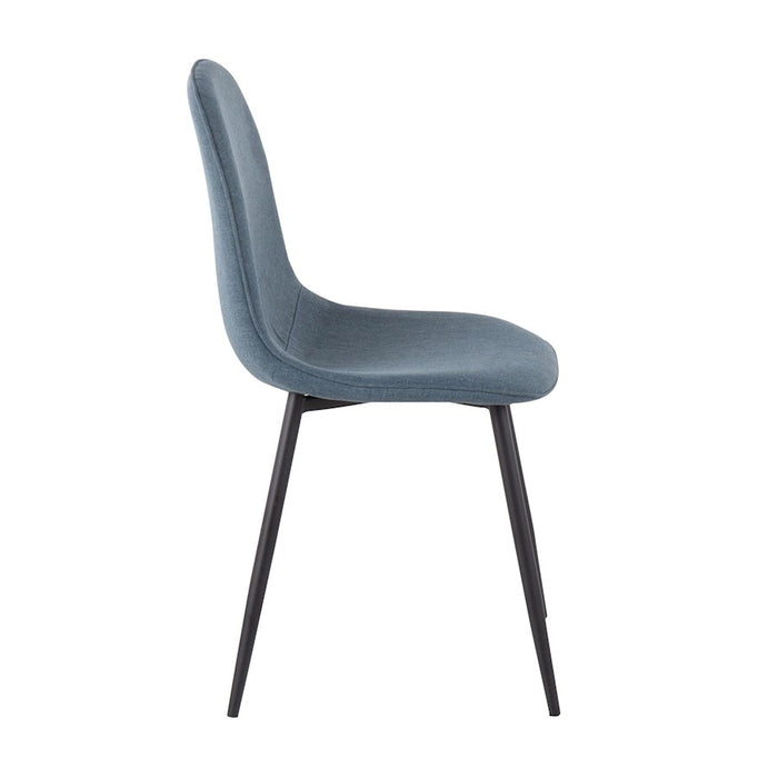 LumiSource Pebble Chair, Set of 2 in Black Steel/Blue Velvet