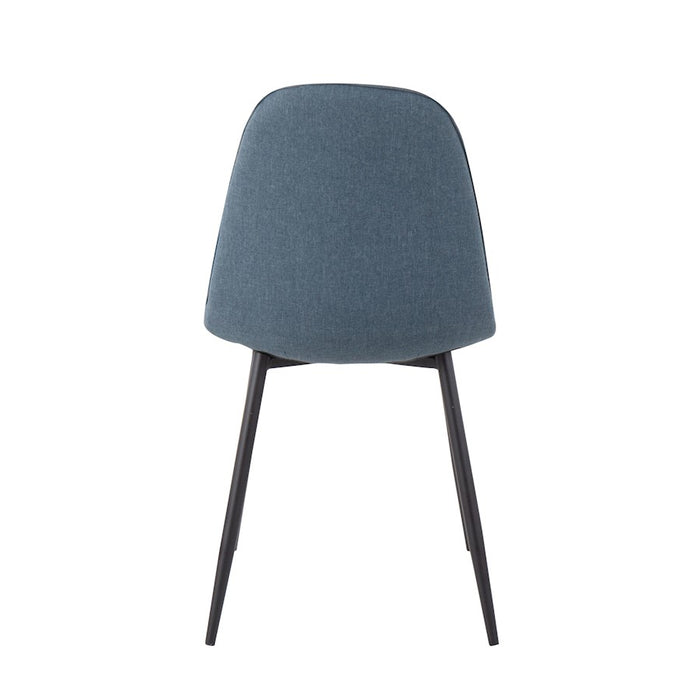 LumiSource Pebble Chair, Set of 2 in Black Steel/Blue Velvet