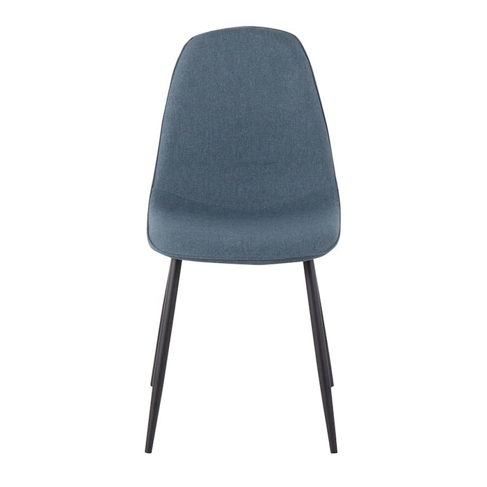LumiSource Pebble Chair, Set of 2 in Black Steel/Blue Velvet