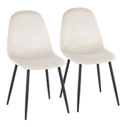 LumiSource Pebble Chair, Set of 2 in Black Steel/Cream Velvet - CH-PEBBLEBKVCR2