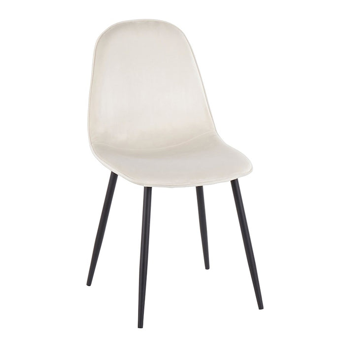 LumiSource Pebble Chair, Set of 2 in Black Steel/Cream Velvet