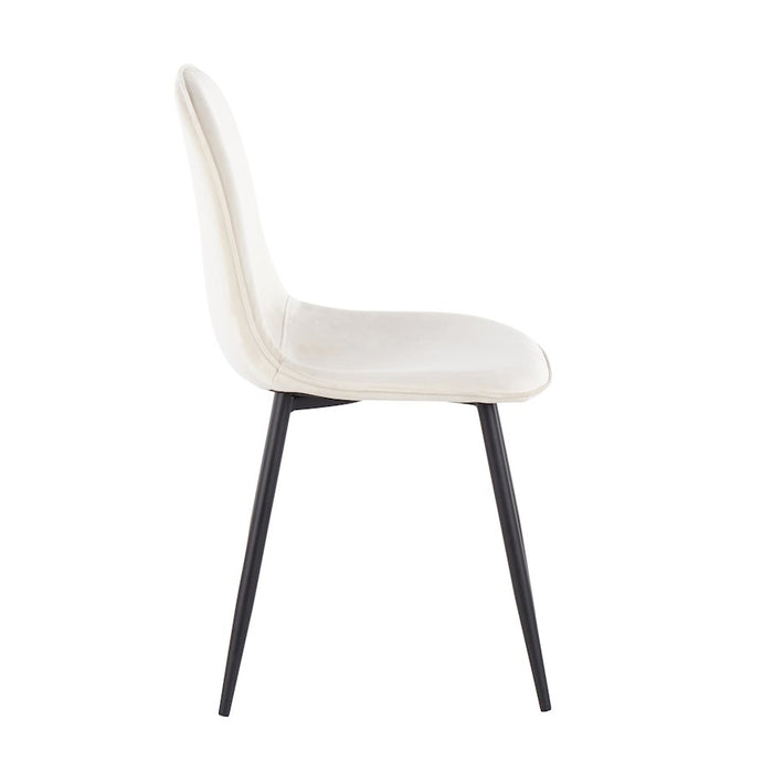 LumiSource Pebble Chair, Set of 2 in Black Steel/Cream Velvet