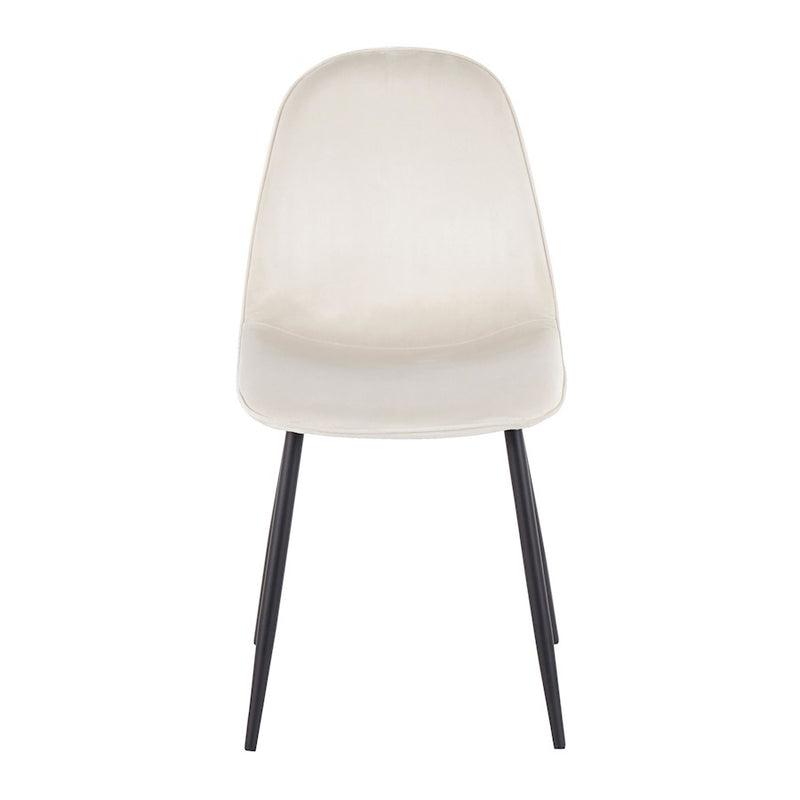 LumiSource Pebble Chair, Set of 2 in Black Steel/Cream Velvet