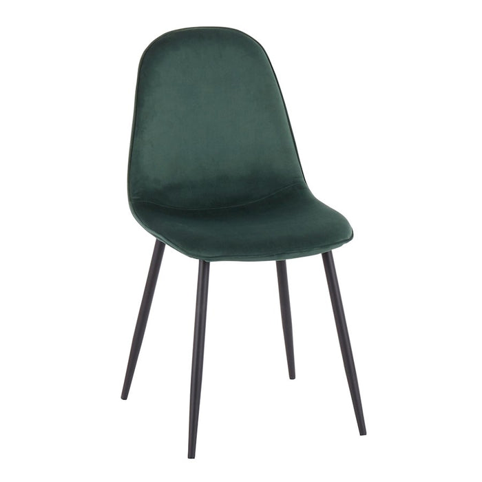 LumiSource Pebble Chair, Set of 2 in Black Steel/Green Velvet
