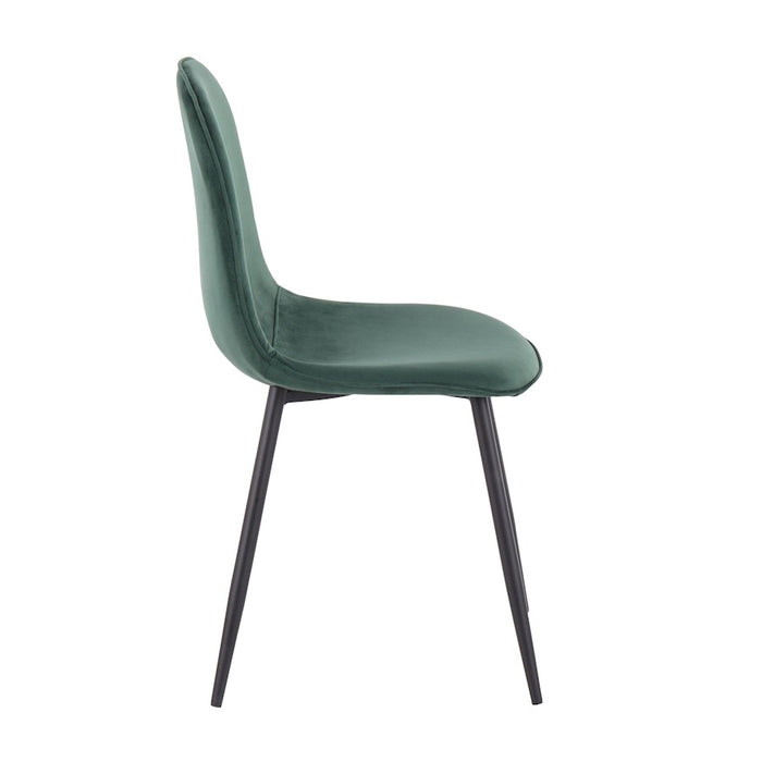 LumiSource Pebble Chair, Set of 2 in Black Steel/Green Velvet