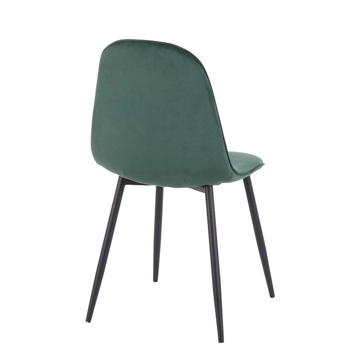 LumiSource Pebble Chair, Set of 2 in Black Steel/Green Velvet