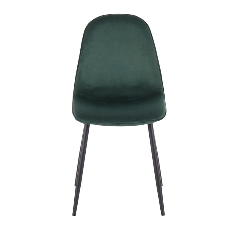 LumiSource Pebble Chair, Set of 2 in Black Steel/Green Velvet