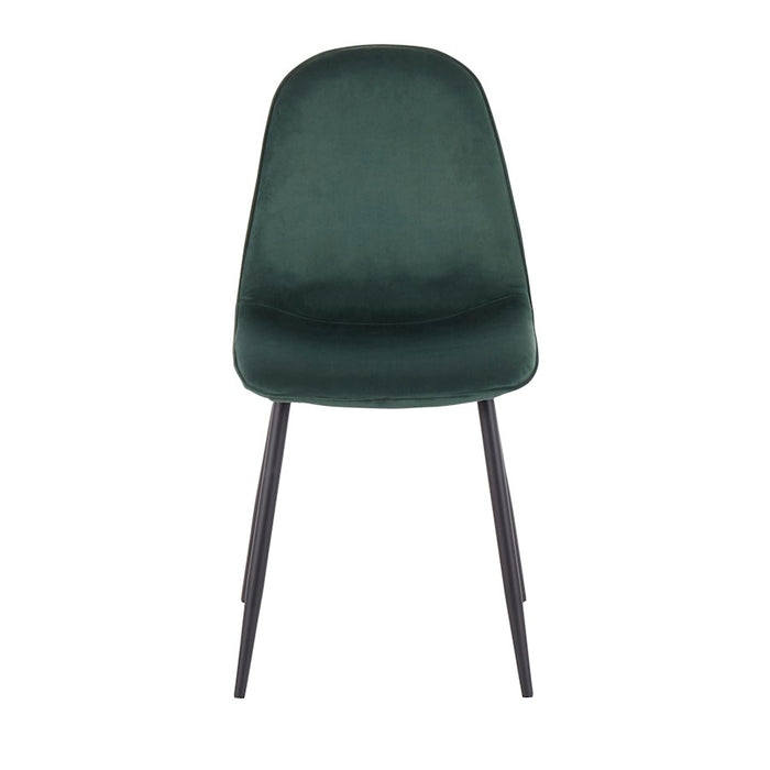 LumiSource Pebble Chair, Set of 2 in Black Steel/Green Velvet