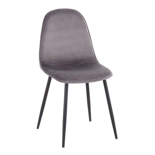 LumiSource Pebble Chair, Set of 2 in Black Steel/Grey Velvet