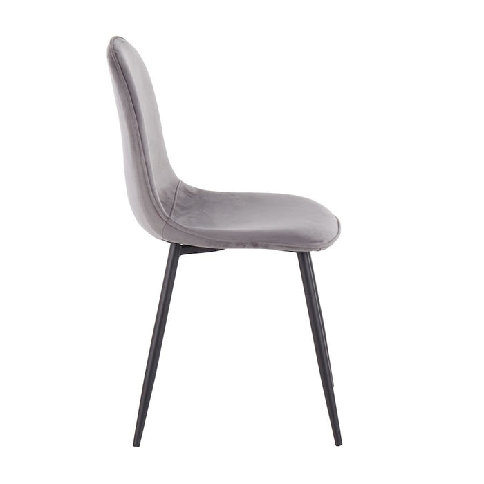 LumiSource Pebble Chair, Set of 2 in Black Steel/Grey Velvet