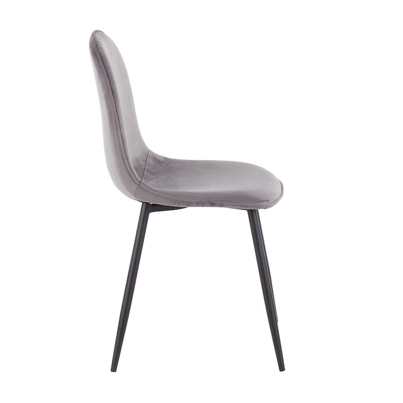 LumiSource Pebble Chair Set of 2 | Contemporary Black Steel and Grey Velvet | Living Room & Dining Room Guest Seating | Model CH-PEBBLEBKVGY2