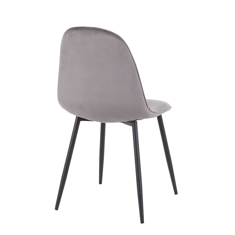 LumiSource Pebble Chair Set of 2 | Contemporary Black Steel and Grey Velvet | Living Room & Dining Room Guest Seating | Model CH-PEBBLEBKVGY2