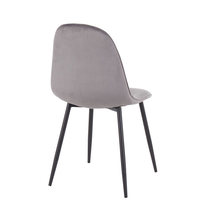 LumiSource Pebble Chair, Set of 2 in Black Steel/Grey Velvet