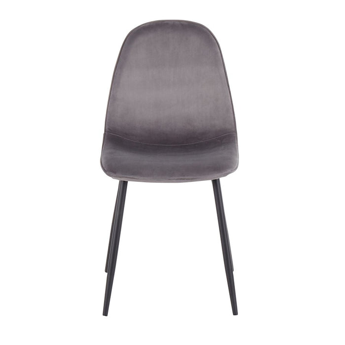 LumiSource Pebble Chair, Set of 2 in Black Steel/Grey Velvet
