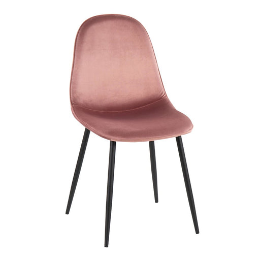 LumiSource Pebble Chair, Set of 2 in Black Steel/Pink Velvet