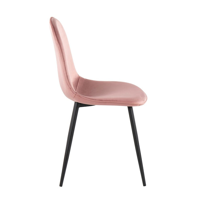 LumiSource Pebble Chair, Set of 2 in Black Steel/Pink Velvet