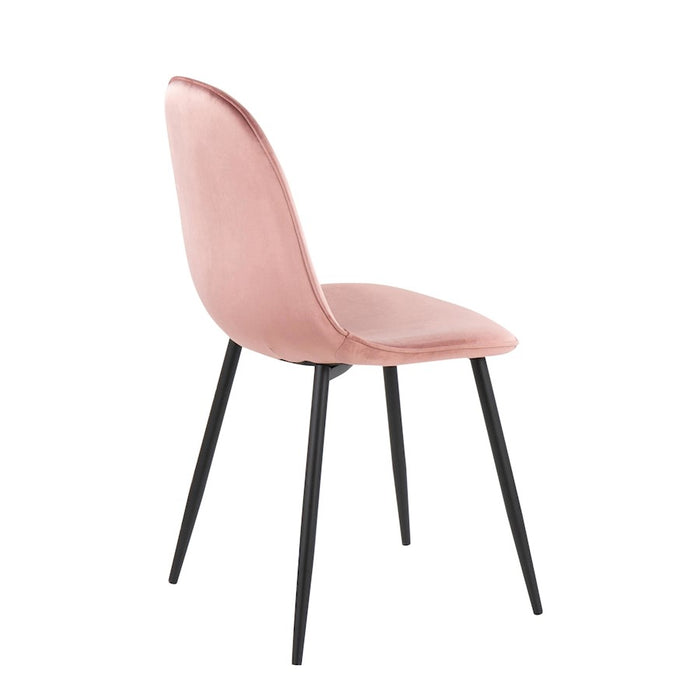 LumiSource Pebble Chair, Set of 2 in Black Steel/Pink Velvet