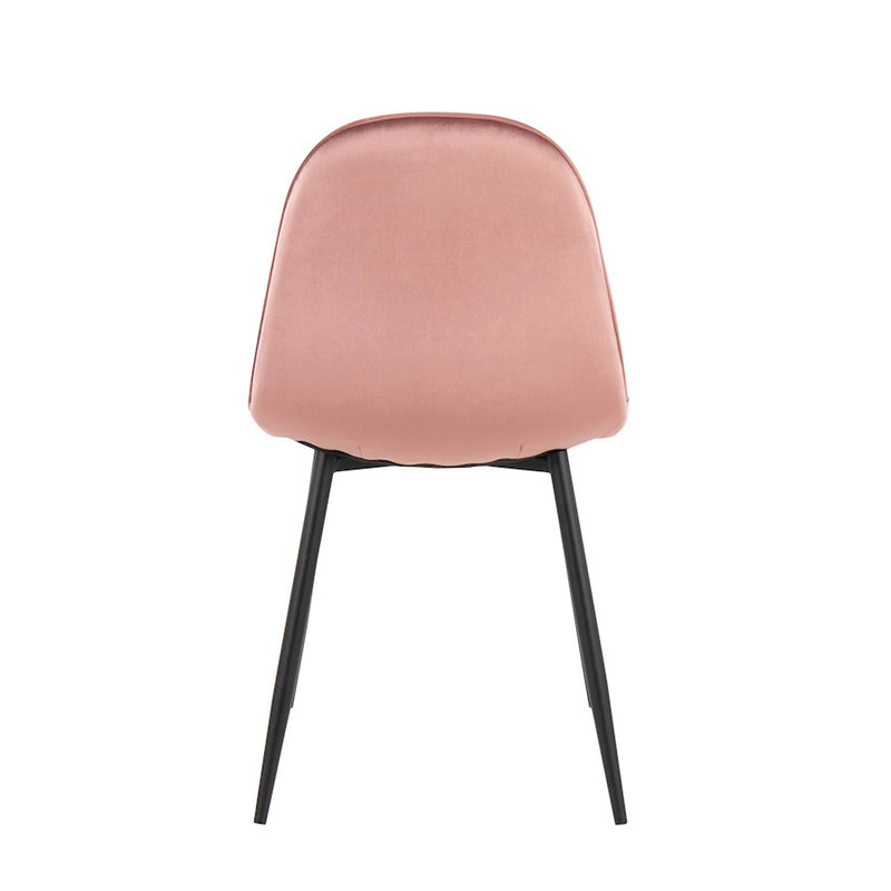 LumiSource Pebble Chair, Set of 2 in Black Steel/Pink Velvet