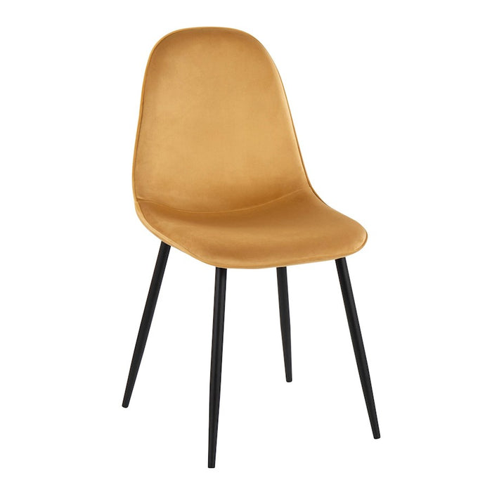 LumiSource Pebble Chair, Set of 2 in Black Steel/Yellow Velvet