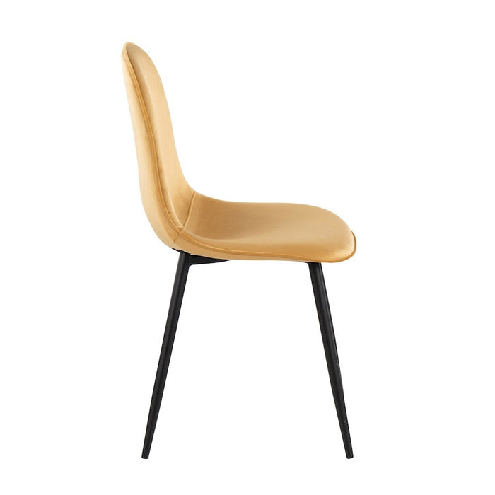 LumiSource Pebble Chair, Set of 2 in Black Steel/Yellow Velvet