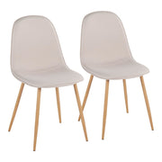 LumiSource Pebble Chair, Set of 2, Natural Wood/Beige Fabric - CH-PEBBLENABG2