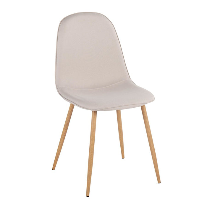 LumiSource Pebble Chair, Set of 2, Natural Wood/Beige Fabric