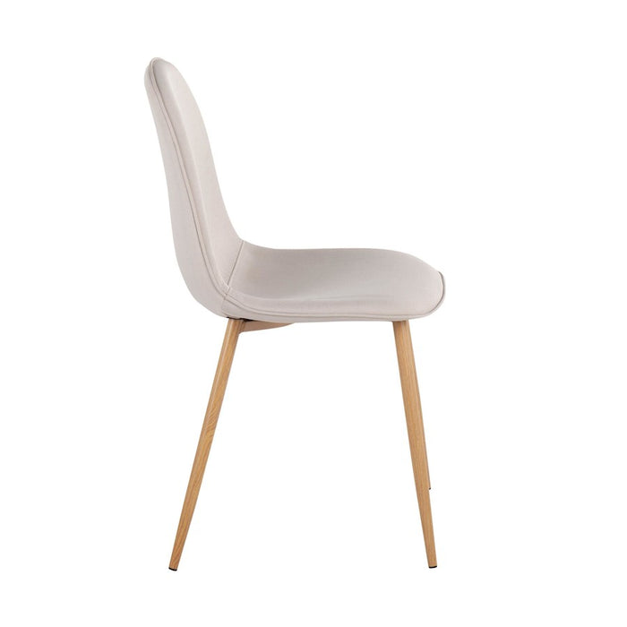 LumiSource Pebble Chair, Set of 2, Natural Wood/Beige Fabric