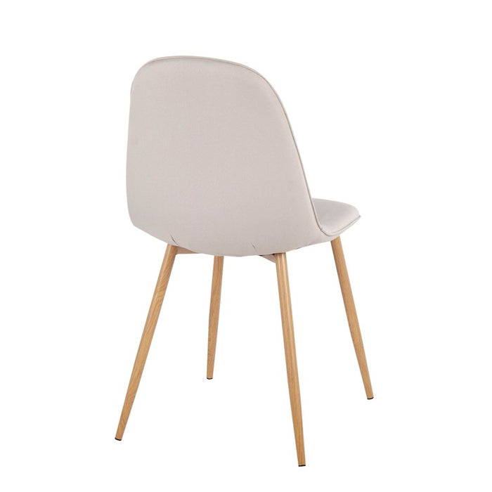LumiSource Pebble Chair, Set of 2, Natural Wood/Beige Fabric
