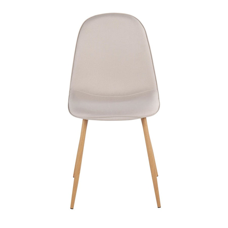 LumiSource Pebble Chair, Set of 2, Natural Wood/Beige Fabric